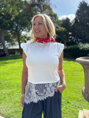 White Lace Hem Top Yasmin