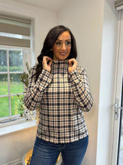 Black Check Pattern Super Soft Roll Neck