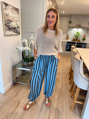 Blue Striped Hareem Trousers