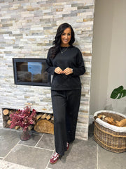 Black Diamante Sweat Top Nina