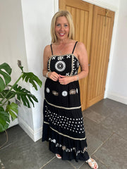 Black Embellished Tiered Maxi Dress Sofia