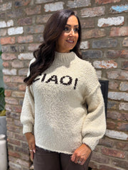 Stone Reverse Seam Slogan Knit Gigi