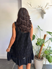 Black Mesh Floral Lace Dress Gabriella