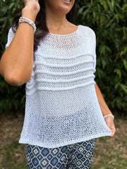 White Textured Stripe Open Knit Dove
