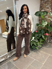 Chocolate Chenille Textured Trousers Mia