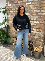 Black Angel Wing Pocket Cardi Raya