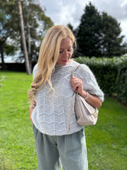 Grey Short Sleeve Chevron Knit Kenna
