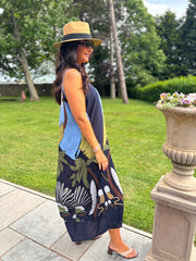 Navy Palm Sketch Dress Kylie