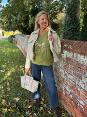 Olive Soft Touch Star Top Kelly