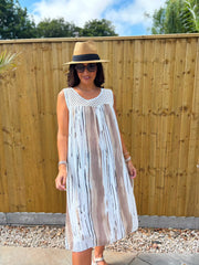 Mocha Brushed Stripe Panel Dress Jodie