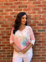 Peach Paisley Floral Knit June