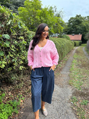 Pink Chunky Knit Cardi Gail