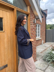 Navy Leopard Lined Blazer Ashley
