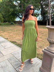 Olive Bandeau Towelling Dress Natasha