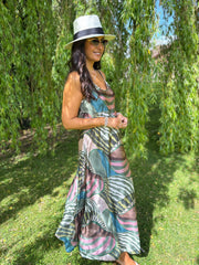 Khaki Abstract Patterned Dress Odette