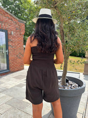Chocolate Bubble Cotton Bandeau Playsuit