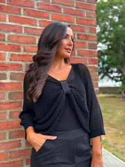 Black Gathered Loose Knit Paige