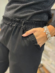 Black Frill Pocket Trousers Sasha