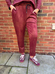 Wine Brushstroke Shimmer Joggers Natalia