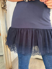 Navy Lace Mesh Hem Slip Rhianna