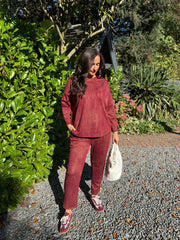 Wine Brushstroke Shimmer Joggers Natalia