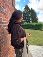 Chocolate Soft Cord Hooded Jacket Trina
