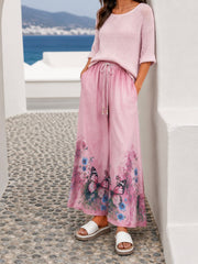 Pink Floral Butterfly Trousers Reeva