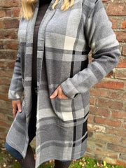 Grey Check Edge To Edge Cardigan Gemma