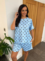 Blue Polka Dot Shorts Co-Ord Ashley
