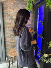 Navy Shimmer Brooch Top Indy