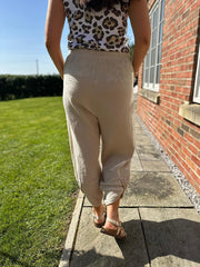 Stone Bubble Cotton Barrel Leg Trousers