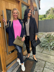 Navy Coated Trousers Sasha