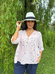 Rose Paisley Bubble Cotton Top Quinley