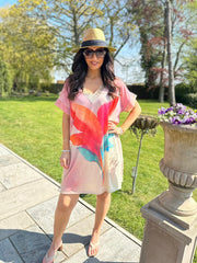 Pink Vibrant Floral Shimmer Dress Harriet