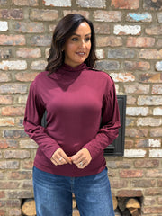 Wine Button Detail Roll Neck Eliza
