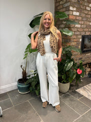 White Seam Front Pull On Comfort Trousers