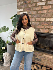 Antique Cream Sherpa Gilet Kiera