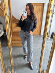 Black Diamante Crochet Knit Layla