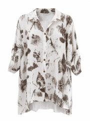 White Brushed Print Blouse Farrah