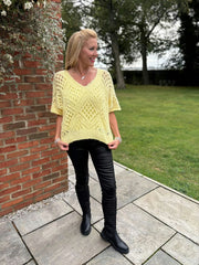 Butter Yellow Cosy Diamond Knit Sofia