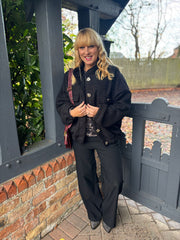 Black Boucle High Neck Bomber Jacket Jude