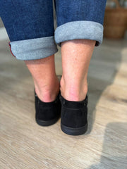 Black Faux Suede Boat Shoes