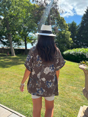 Chocolate Floral Pattern Top Hattie
