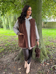 Chocolate Sherpa Textured Gilet
