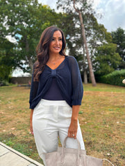 Navy Gathered Loose Knit Paige