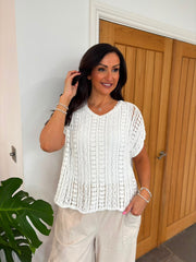 White Crochet Knit Hazel