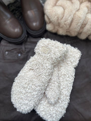 Stone Fluffy Mittens