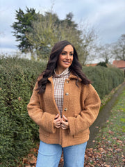 Camel Teddy Fleece Jacket Ayla