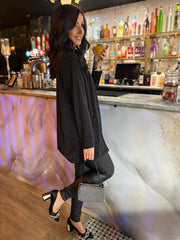 Black Diamante Block Heel Shoes