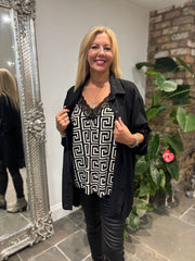 Black Back Pleat Blouse Jackie